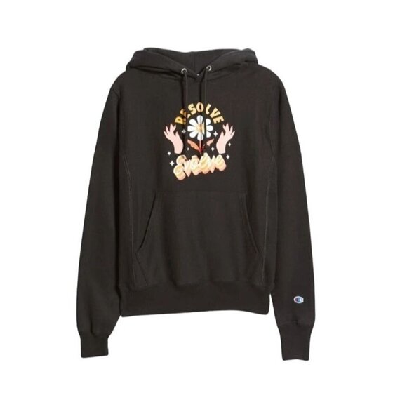 Champion X Steffi Lynn Hoodie Reverse Weave Small Black Resolve To Evolve NEW - Picture 12 of 16